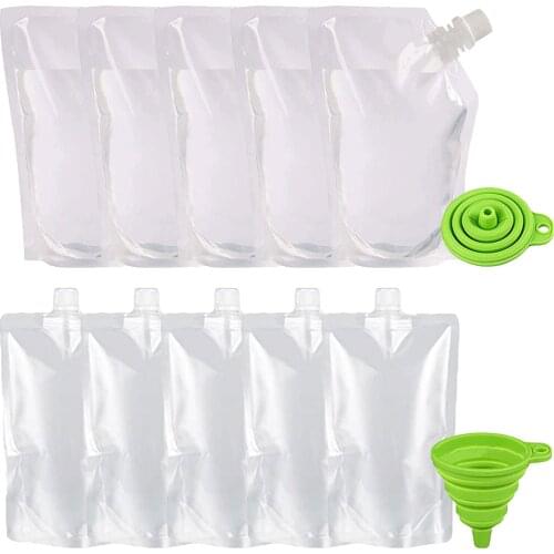 500ML Foldable Wine Bag Portable Reusable Plastic Wine Bottle Leak-proof Pouch juice Bag Suitable for Wine, Travel, Gifts