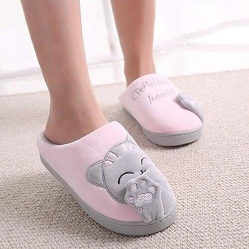 New Winter Kids Boy Girl Warm Slippers Children 2020 Cartoon Cute Cat Indoor Non-slip Candy Color Cat Home Floor Shoes