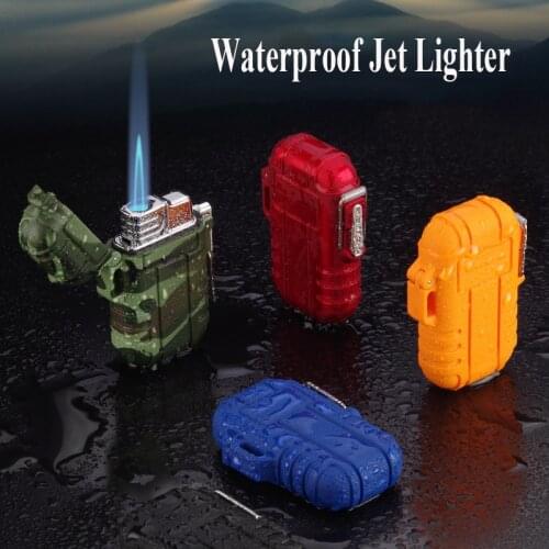 Waterproof Turbo Lighter Creative BBQ Butane Gas Torch Lighter Gifts For Men Survival Camping Windproof Ignition Jet Lighter