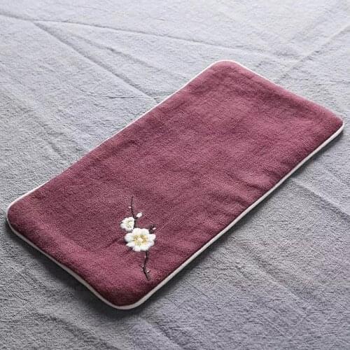 Embroidery Tea Cloth Tea Towel Absorbent Thickened Cotton and Linen Tea Mat Pot Mat Dry Pour Small Tea Mat Kung Fu Tea Napkin