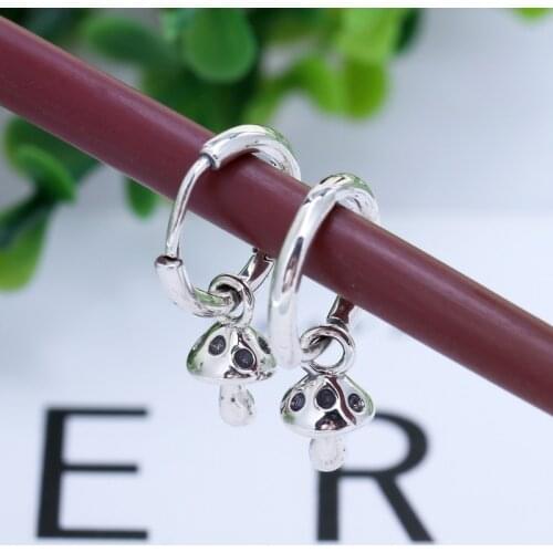 Earrings 925 Sterling Silver Stud Earings For Women Rose Gold Crystal Earing Sparkling Mushrooms Hoop Earing Fashion Jewelry