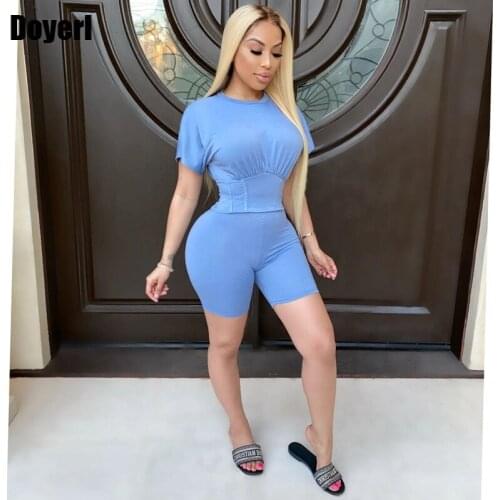 Women 2 Piece Set Summer Casual Short Crop Top Biker Shorts Set Sweat Suits Women Matching Sets Shorts Two Piece Lounge Wear Set