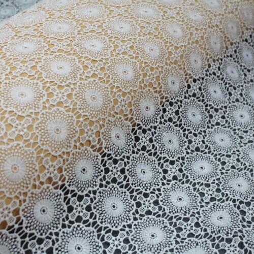 1Yard Nigerian Lace Fabric For Party Wedding Dress High Quality White Milk Silk African Lace Fabrics Sewing Clothing Accessories