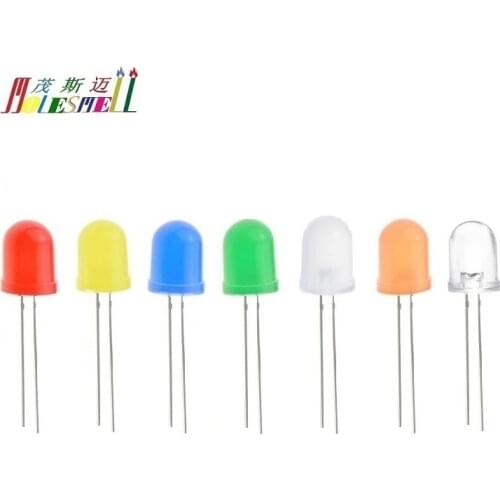 10pcs multicolor 10mm led diffused Red Yellow Blue Green White Orange Warm white diffused lens LED colorful led light diodes