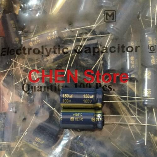 10PCS matsushita capacitor FC 100V150UF 12.5X25MM ultra low internal resistance Electrolytic Capacitor ce fc 150uf 100v Gold
