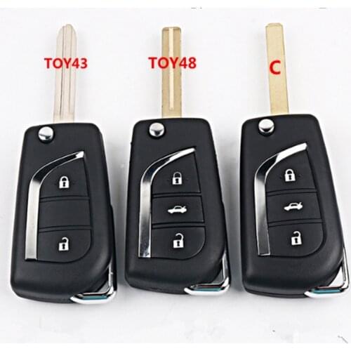 DAKATU 2/3 Button Flip Remote Key Shell For Toyota Levin Camry Reiz Highlander Corolla Replacement Remote Car Fob Case TOY48