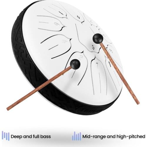 6 inch 11-Tone Steel Tongue Drum Mini Hand Pan Drums with Drumsticks Percussion Musical Instruments for Beginner Yoga Practice
