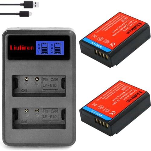 LP-E10 LPE10 LP E10 Camera Batteries+LCD USB Dual Charger for Canon EOS 1100D 1200D 1300D Kiss X50 X70 X80 Rebel T3 T5 T6 L10