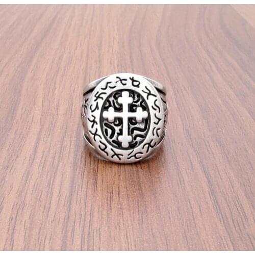 Free Shipping Punk 316L Stainless Steel Silver color Black color Cross Crown Ring Retro Vintage King Crown Rings