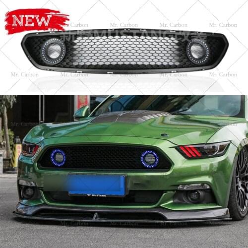 FOR MUSTANG 2015 GT500-STYLE ABS GRILL WITH LED TRIM BODY KIT TUNING PART FOR MUSTANG BLACK FRONT BUMPER GRILL RACING