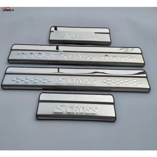 For car styling suzuki sx4 accessories scross s-cross s cross 2017 2018 door sill scuff plate protector guard sticker 2014-2019