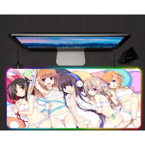 Mairuige Bihai Sailing Girls Animation Mouse Pad RGB Backlight LED Color Light Keyboard Computer Notebook Office Kawaii Mousepad