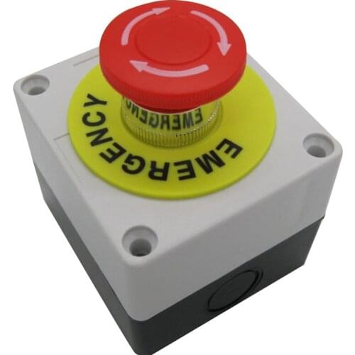 Red Mushroom Cap Plastic Shell DPST Emergency Stop Push Button Switch AC660V 10A Equipment Lift Elevator Latching e-stop switch