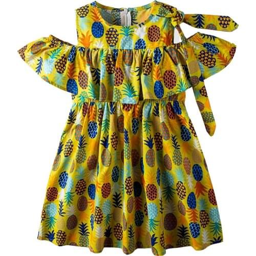 Summer Girls Dresses Kids Pineapple Print Dresses Kids Princess Dress Children Party Ball Pageant Dress Childrens Clothing
