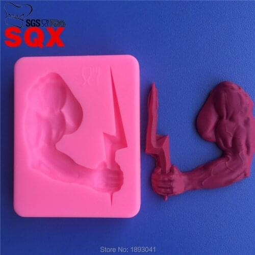 Power arm shape silicone cake mold, DIY cooking fondant tools, Christmas cake molds, kitchen accessories MR99