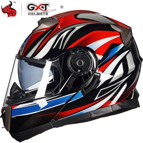 GXT Motorcycle Helmet Racing Modular Dual Lens Motocross Moto Helmet Full Face Helmets Flip Up Casco Moto Capacete Casque