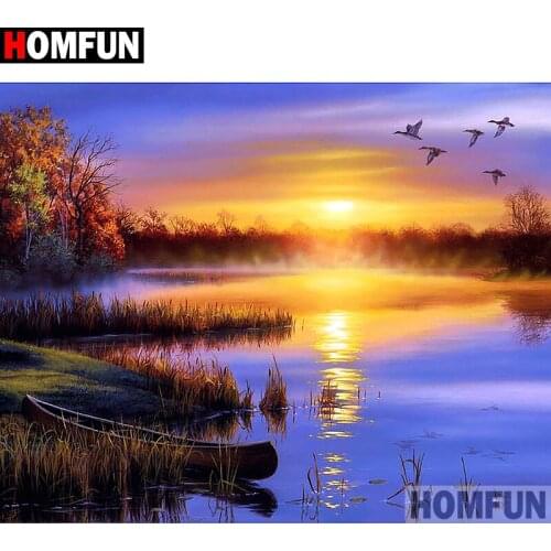 HOMFUN Full Square/Round Drill 5D DIY Diamond Painting "Sunset scenery" Embroidery Cross Stitch 3D Home Decor Gift A11236