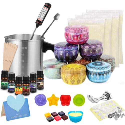 51pcs DIY Candle Making Kit Candle Tin Jars,Soy Wax,Silicone Mold,Melting Wax Cup Soy Wax Can Wick Holder Perfect Gifts