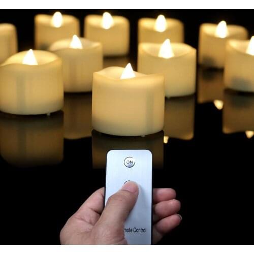 Pack of 12 Flickering Remote Control or not Remote LED Candles For Valentines Day Decoration Electric Flameless Tealights