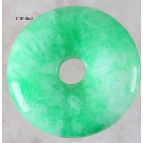 Natural Stone Donut Necklace Pendant 25mm Round Circle Healing Green Jades Bead for Women Men Jewelry Gift 1Pcs K295