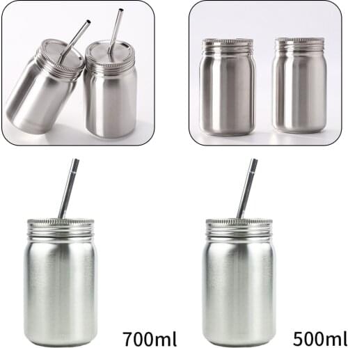 Unbreakable Insulated Mason Jar w/Lids &Straws Drinking Cup Travel Mugs
