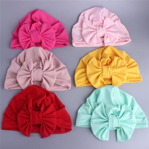 New Designed Cute Baby Hat Bow Soft Turban Knot Girl Summer Hat Bohemian style Kids Newborn Cap for baby girls