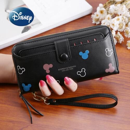 New Disney Mickey Cute Ladies Wallet Fashion Cartoon Anime Large-capacity Multi-function Long Womens Zipper Pu Girl Coin Purse
