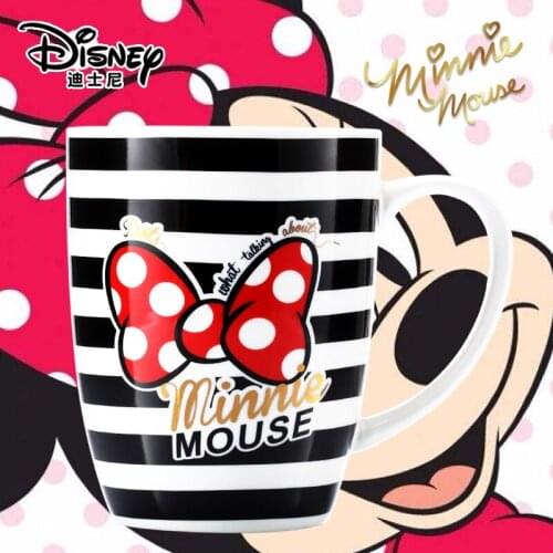 Genuine Disney Water Cup Ceramic Cup Cartoon Cup Milk Cup Coffee Cup Girl Cute Mug Fashion Striped Cup