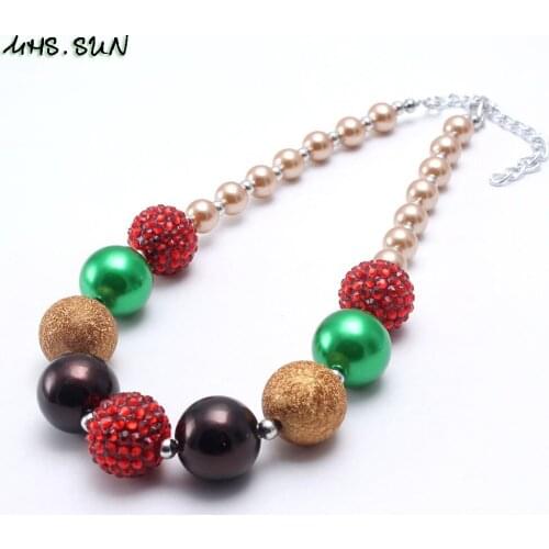 MHS.SUN 2019 New arrival Kids bubblegum chunky necklace handmade girls beaded necklace fashion jewelry 1pc/lot baby gift