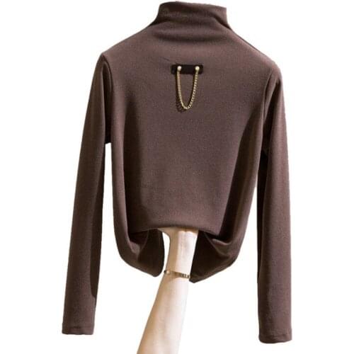 Half high collar long sleeve t-shirt bottoming shirt womens autumn and winter new Korean slim body top ins tide