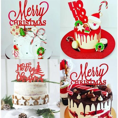 Merry Christmas Cake Topper Xmas Party Dessert Cake Decor Supplies Snowman Cupcake Topper Christmas Decorations for Home Table