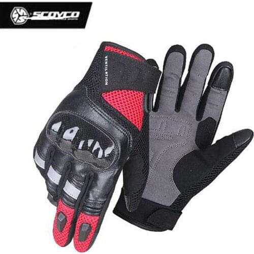 Spring summer Breathable SCOYCO Motorcycle knight Racing Gloves Full Finger Fiberglass shell Touch screen Motorbike ridng gloves
