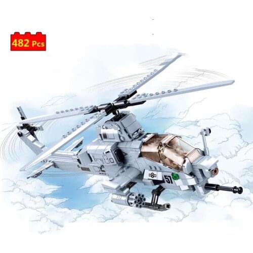 Military series World War II U.S. Air Force Super AH-1Z Viper fighter DIY Model Building Blocks Bricks Toys Gifts