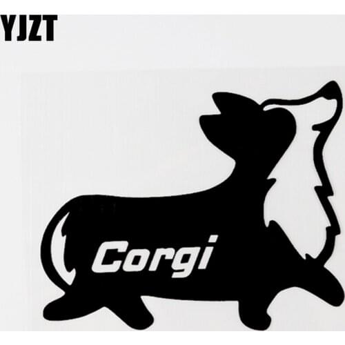 YJZT 13CM×10.2CM Cute Animal Corgi Car Sticker Decal Black/Silver Vinyl 8C-0712