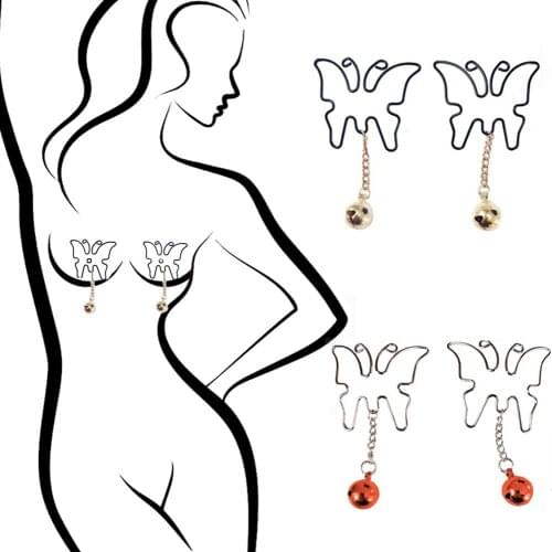 Female butterfly bells torture Clamps metal Nipple clips breast BDSM Bondage Restraint Fetish slave flirting sex toy for women