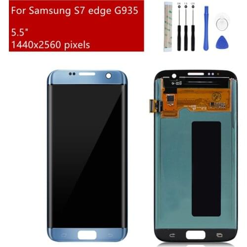 Burn Shadows for Samsung Galaxy display S7 Edge LCD Display Touch Screen Digitizer Assembly G935F G935 with frame replacement