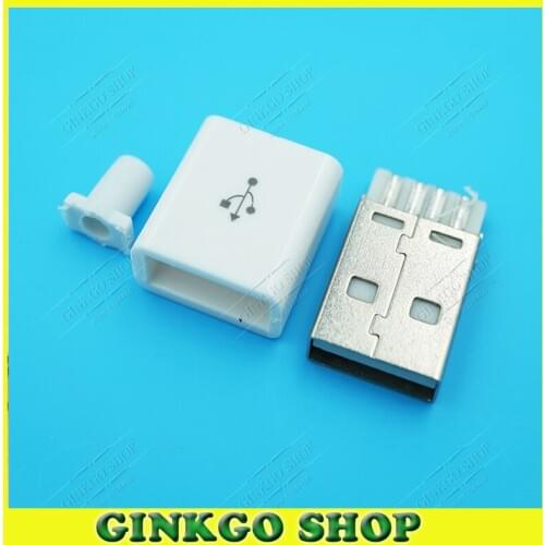 10sets/lot 2.0 USB Male connector USB 2.0 Male plug Jack Colour White
