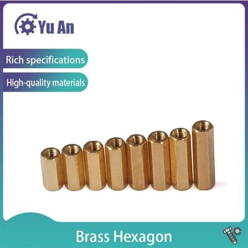 Double-pass Brass Hexagon Column Internal Thread Hollow Copper Stud Hexagonal Copper Isolation Column M3M4 10PCS