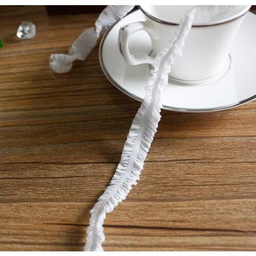 128 meters Bilateral Ruffle Lace Fabric Stretch Elastic Lace Trims Ribbons DIY Wedding Decoration Sewing Garment Accessories