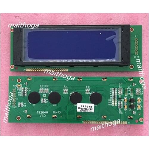 20PIN 19264M LCD Graphic Screen Module KS0107 KS0108 Controller 3.3V 5V Blue Backlight White Word
