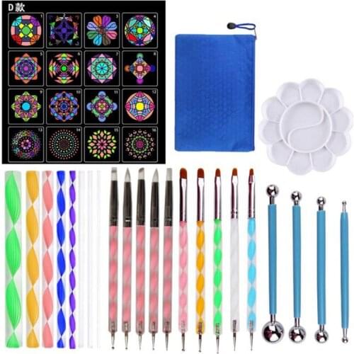 40pcs/set Mandala Dotting Tools Set for DIY Painting Rock Stone Stencils Brush