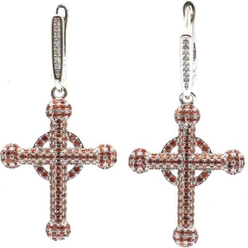 41x23mm Stunning Created 18x15mm 14g Pink Raspberry Rhodolite Garnet CZ Gift For Sister Silver Earrings