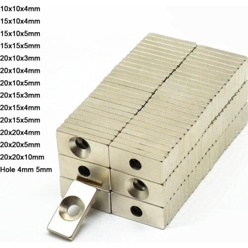 5pcs Rectangle Countersunk NdFeB Neodymium Magnet Powerful Rare Earth Permanent Fridge Magnets N35 for DIY