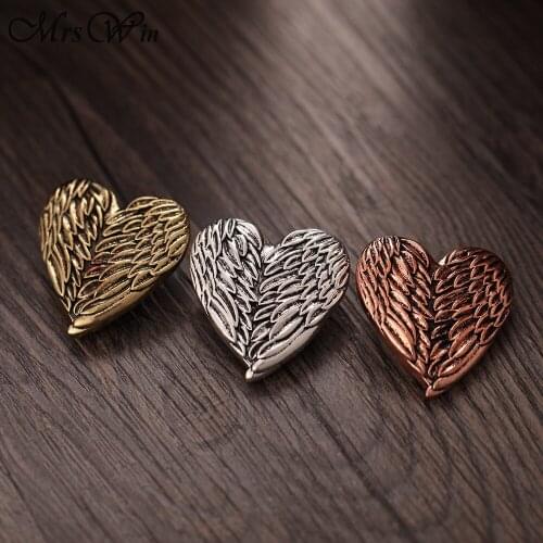 6pcs/lot New Snap Jewelry Vintage Angel Wings Love Heart Metal 18mm Snap Buttons Fit Snap Bracelet Necklace Jewelry