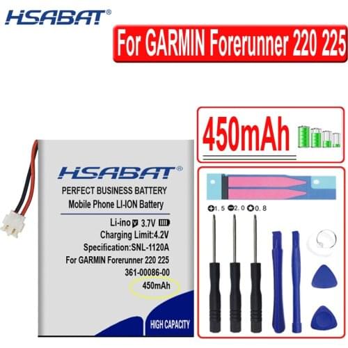 HSABAT 450mAh 361-00072-00 361-00086-00 GPS Sports Watch Battery for GARMIN Forerunner 220 225 230 235 620 630 735XT