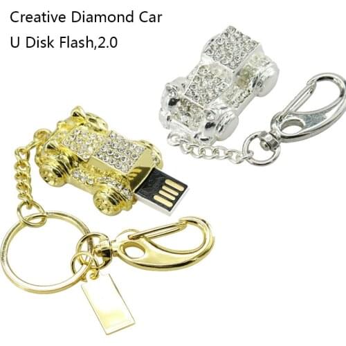 Diamond Car Jewelry USB Flash Drive Crystal Car key Chain Pen Drive USB Stick 128GB 8GB 16G 32GB Pendrive USB 2.0 Memory Storage