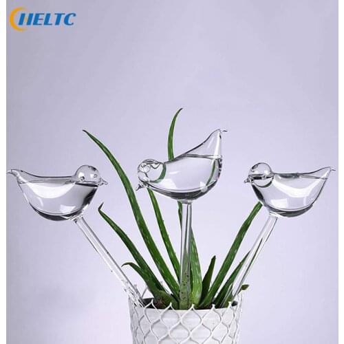 1PCS Automatic Flower Watering Device Plant Waterer Self Watering Globes Bird Shape Hand Blown Clear Glass Aqua Bulbs