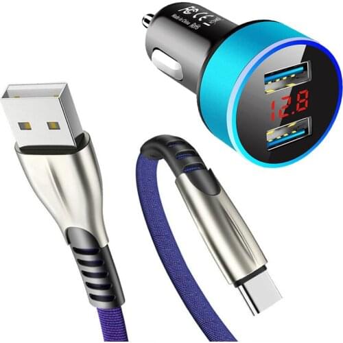 For Xiaomi Mi Poco M3 X3 NFC F3 F2 Pro Redmi Note 9T 10 9 S 8T 8 Pro 3.1A Car Charger Dual USB 5A Fast Charging Type-c USB Cable