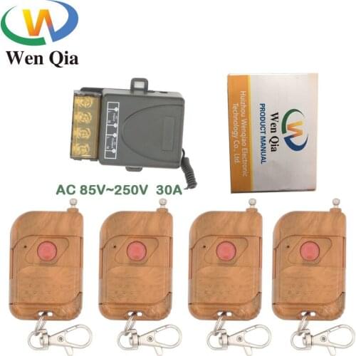 433MHz Wireless Universal Remote Control AC220V 30A 6600W 1CH rf Relay Receiver and Transmitter for light/ Exhaust System Switch