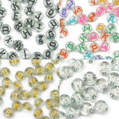 4x7mm 100pcs Acrylic English Letter Beads Transparent Plastic Beads For Jewelry Making DIY Handmade Bracelet Accessories